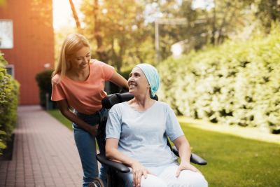 two ladies talking happily